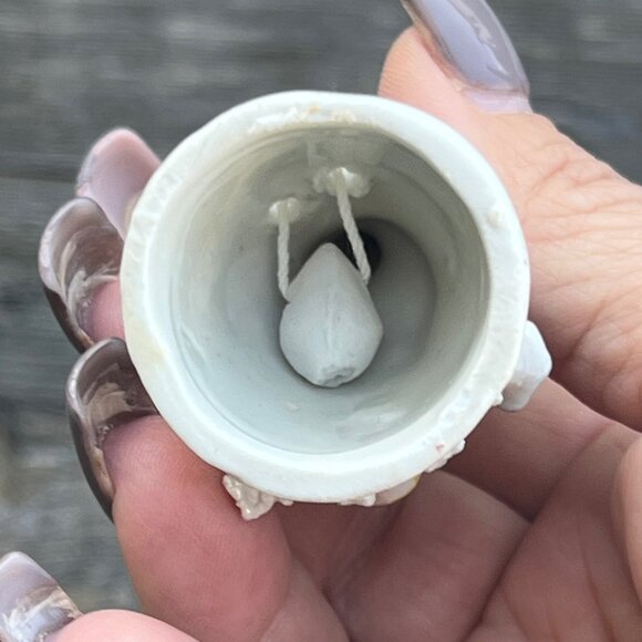 Vintage Porcelain Christmas Angel Bell Music Flowers Ornament 3” tall - Picture 8 of 8